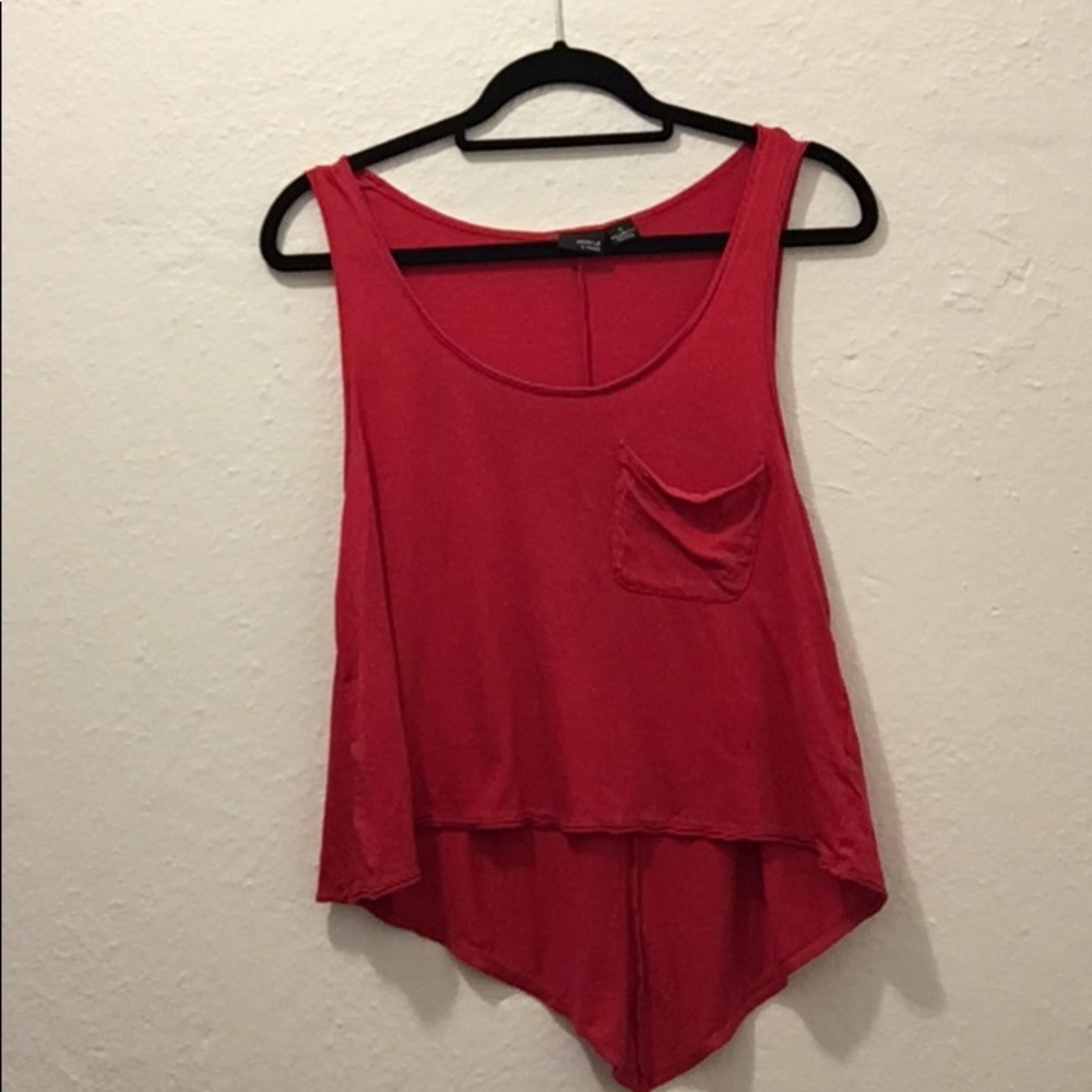 Red flowy high-low tank top